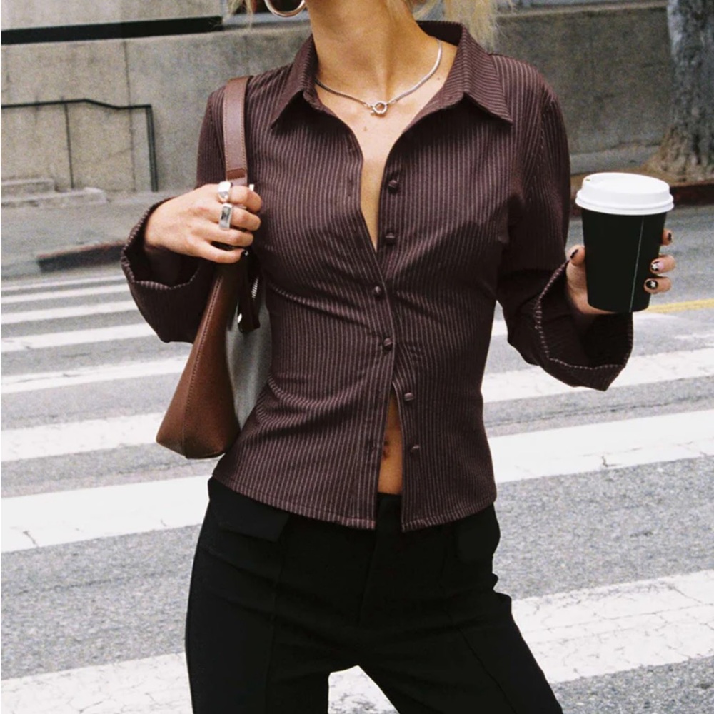 NWT Princess Polly Anni Pinstripe Shirt